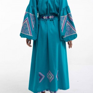 Embroidered dress "Vyriy" turqouse