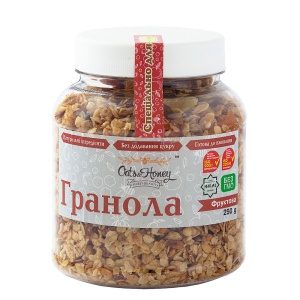 Granola with fruits in plastic bottle 250 g