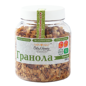 Granola with nuts in plastic bottle 250 g