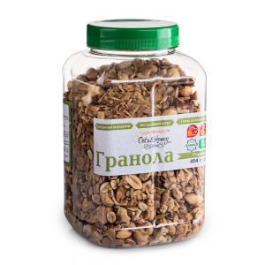 Granola with nuts in plastic bottle 454 g