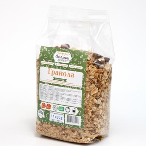 Granola with nuts in plastic packaging 500 g